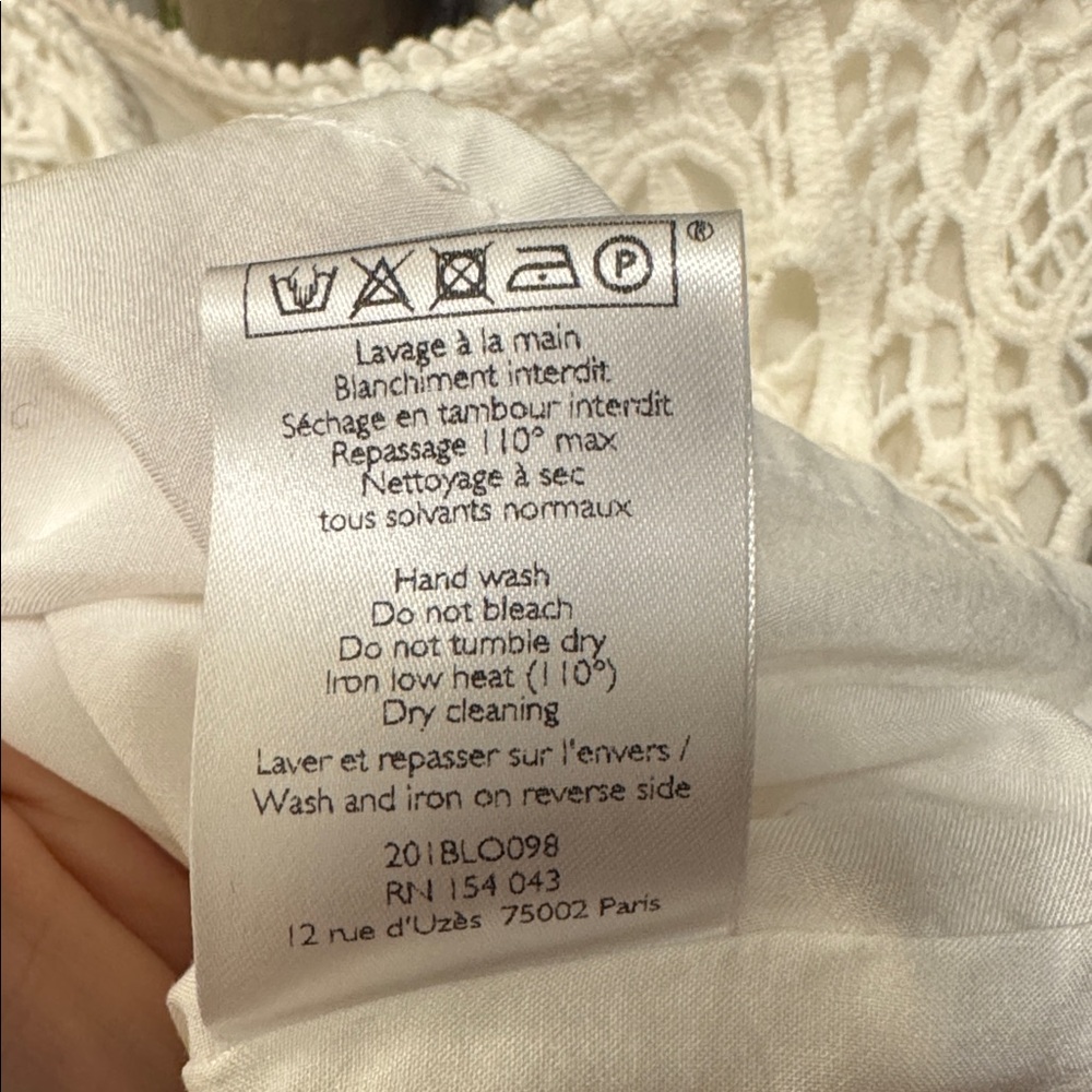 Sezane Edith Blouse 34 Ecru XS eyelet cami tank - Picture 8 of 10